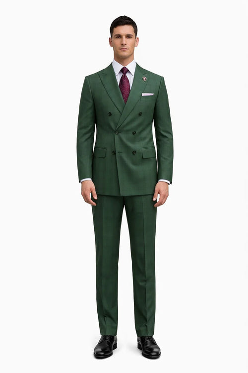 Classic Mens Green Suit Luxury Double-Breasted Outfit