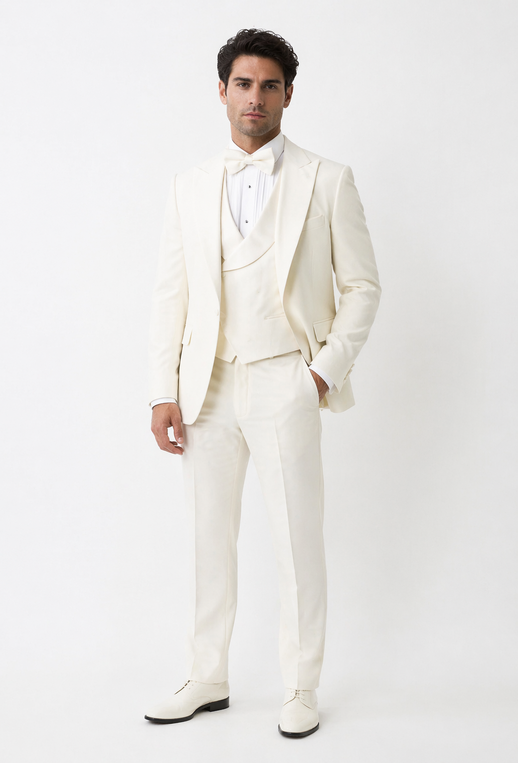 Cream Suit - Ivory Tuxedo - Off White Paisley Suit - Floral Tuxedo - Wedding Tuxedo