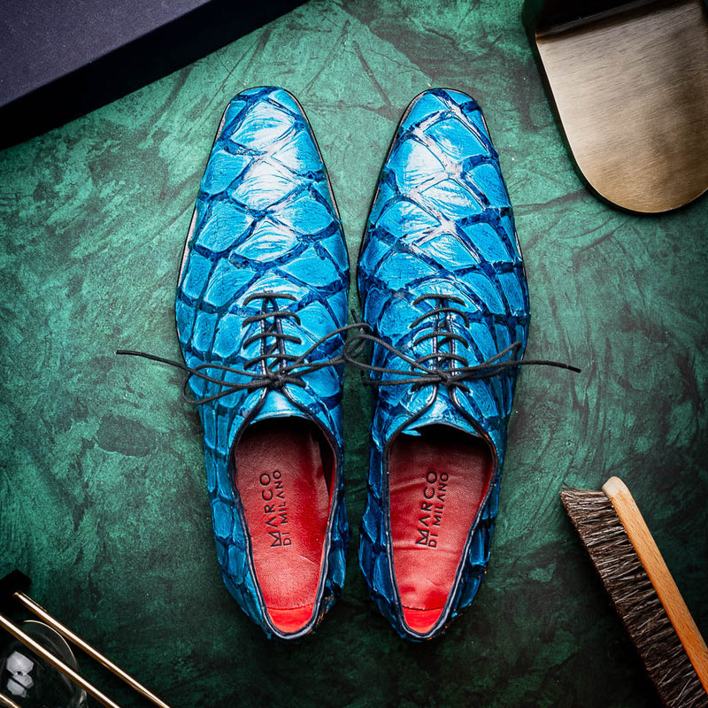 Marco Di Milano Olivieri: Caribbean Blue Leather Shoes