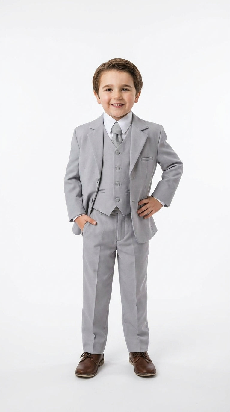 Dad and Son Suit ā Father and Son Matching Light Gray 3-Piece Wedding Suits in Very Light Grey - Silver Ash Color