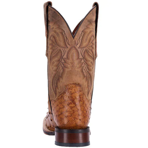 Dan Post Men's Alamosa Full Quill Ostrich Square Toe Boots - Tan