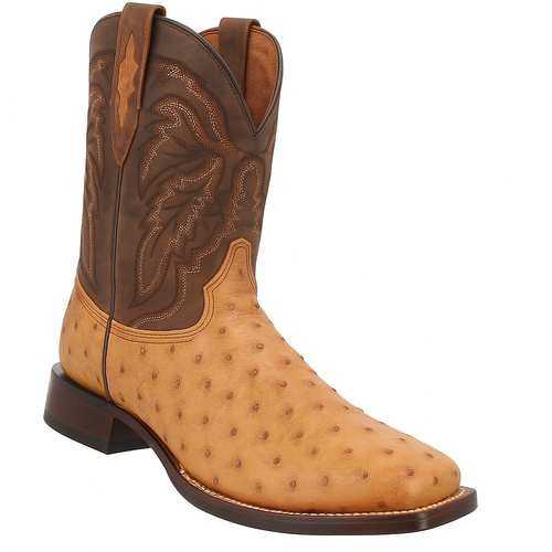Dan Post Men's Alamosa Full Quill Ostrich Square Toe Boots - Sand