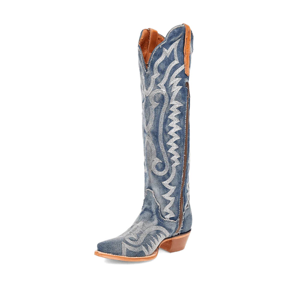 Dan Post Women's Denim Darlin Snip Toe Leather Tall Boots - Blue