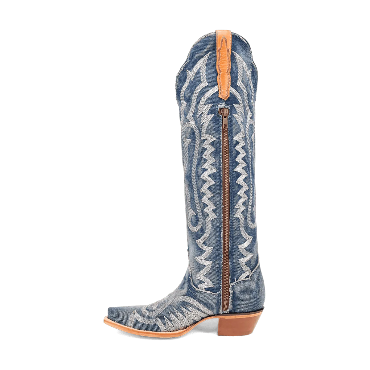 Dan Post Women's Denim Darlin Snip Toe Leather Tall Boots - Blue