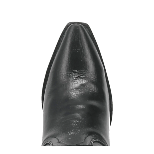 Dan Post Women's Maria boots. Black, snip-toe, leather. Glossy finish with streamlined silhouette and visible stitching.