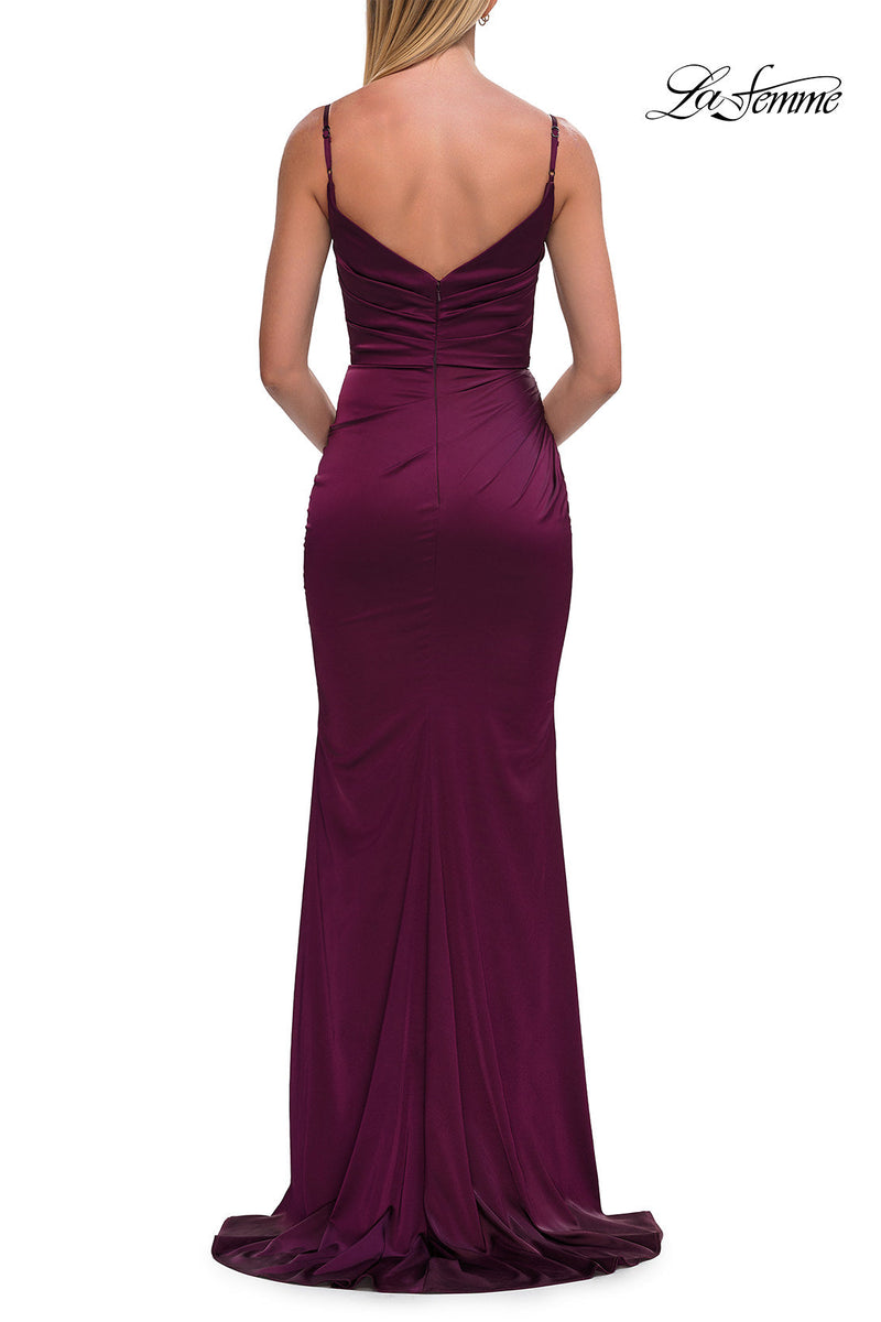 La Femme 33421 V-Neck Spaghetti Strap Prom Gown