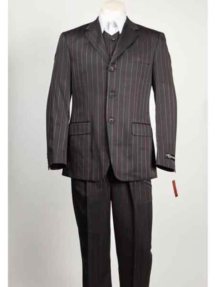 Mix and Match Suits Suit Separate Men's Black Pinstripe Wool Italian Design Suit Black main image 0