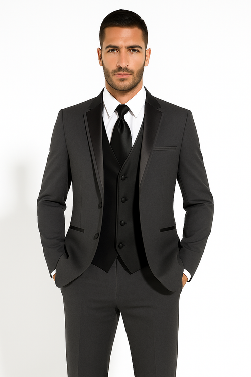 Dark Grey Tuxedo - Mens Dark Gray Tuxedo