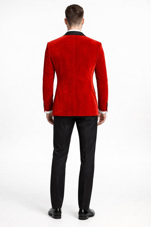 Mens Designer Velvet Tuxedo Jacket in Red