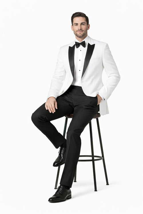 Mens Designer Franklin Wedding - Prom Tuxedo in White