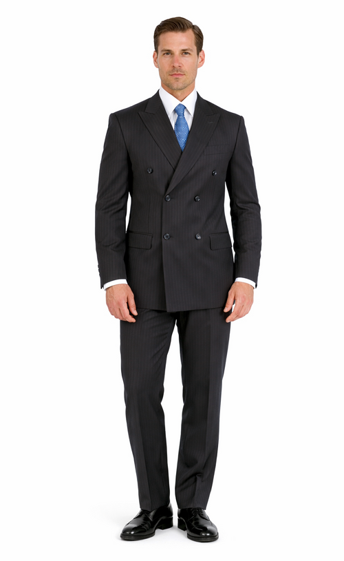 Double-Breast Suit, Black, Navy or Gray Colors by Giorgio Fiorelli