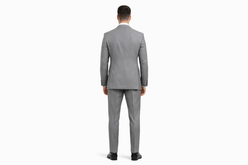 Double Breasted Slim Fit Suit - Dark Gray Suit - Tapred Fit Pants