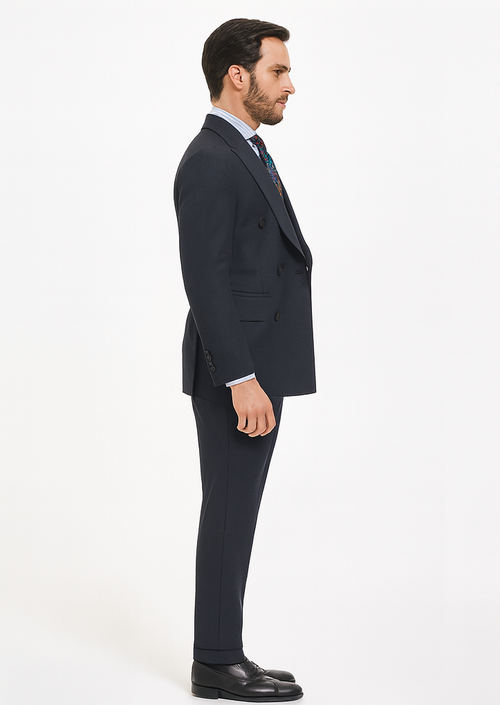 Double Breasted Suits - Vested Suits Wool Fabric - Apolo King Brand - Gray Plaid Suit