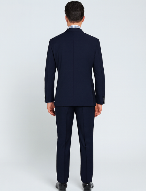 Double Breasted Suits - Vested Suits Wool Fabric - Apolo King Brand - Navy Suit