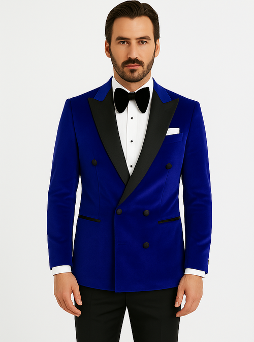 Double Breasted Tuxedo - Velvet Tuxedo Dinner Jacket In Black - Navy - Emerald Green - Burgundy