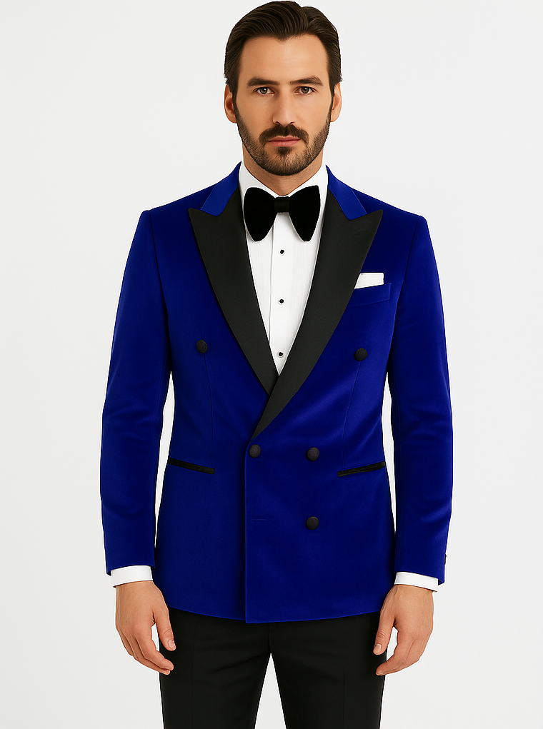 Double Breasted Tuxedo - Velvet Tuxedo Dinner Jacket In Black - Navy - Emerald Green - Burgundy
