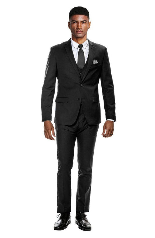Title Skinny Fit Suit - Extra Slim Fit Prom Suit Black Ultra Slim Fit 3-Piece Prom Suit