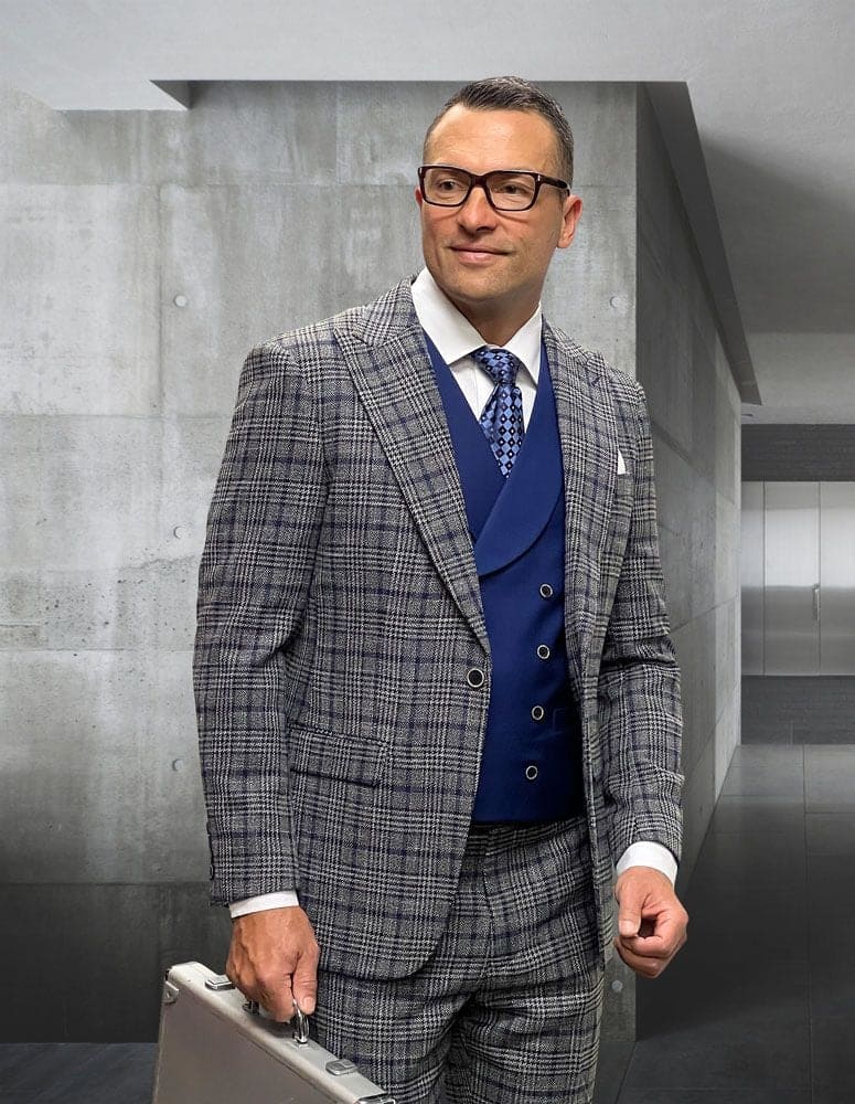 Statement Suit - Statement Italy Suit - Wool Suit - Statement Men's 2 Piece 100% Wool Fashion Suit - Pinstripe
