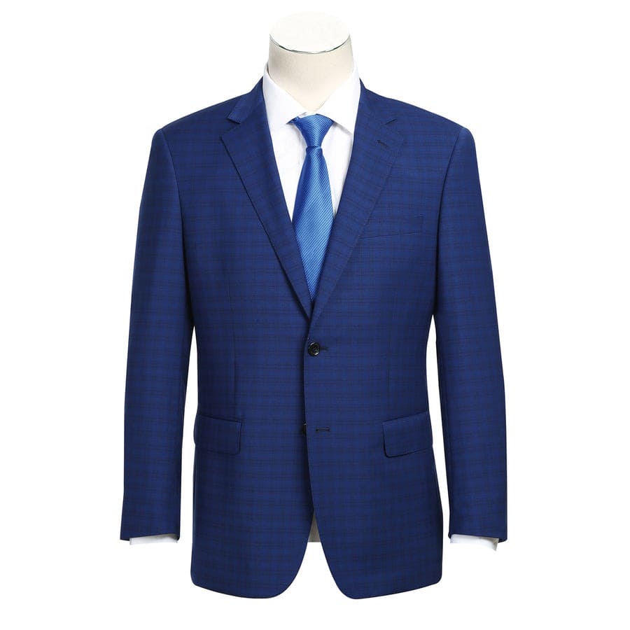 Mens Classic Fit Wool Blend Checked Suit