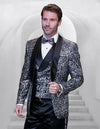 Statement ITALY Suit - Super 150's Wool Suit Statement Men's Outlet 3 Piece Modern Fit Tuxedo - Swirl Pattern