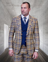 Statement Men's 100% Wool 3 Piece Suit - Vibrant Color Contrast
