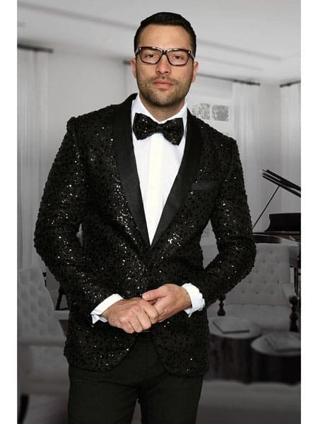 Sport Coat Men's Sequin Suit Jacket Men's Sharkskin Flashy