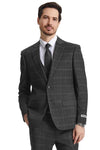 Mens Olive Plaid Suit Stacy Adams Vested Modern Fit Windowpane Plaid Suit In Olive Green