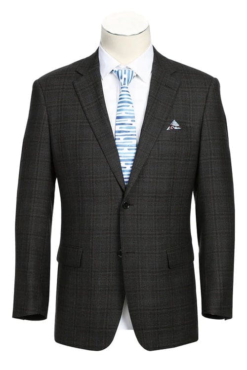 Brown Windowpane Sport Coat - Mens Brown Blazer