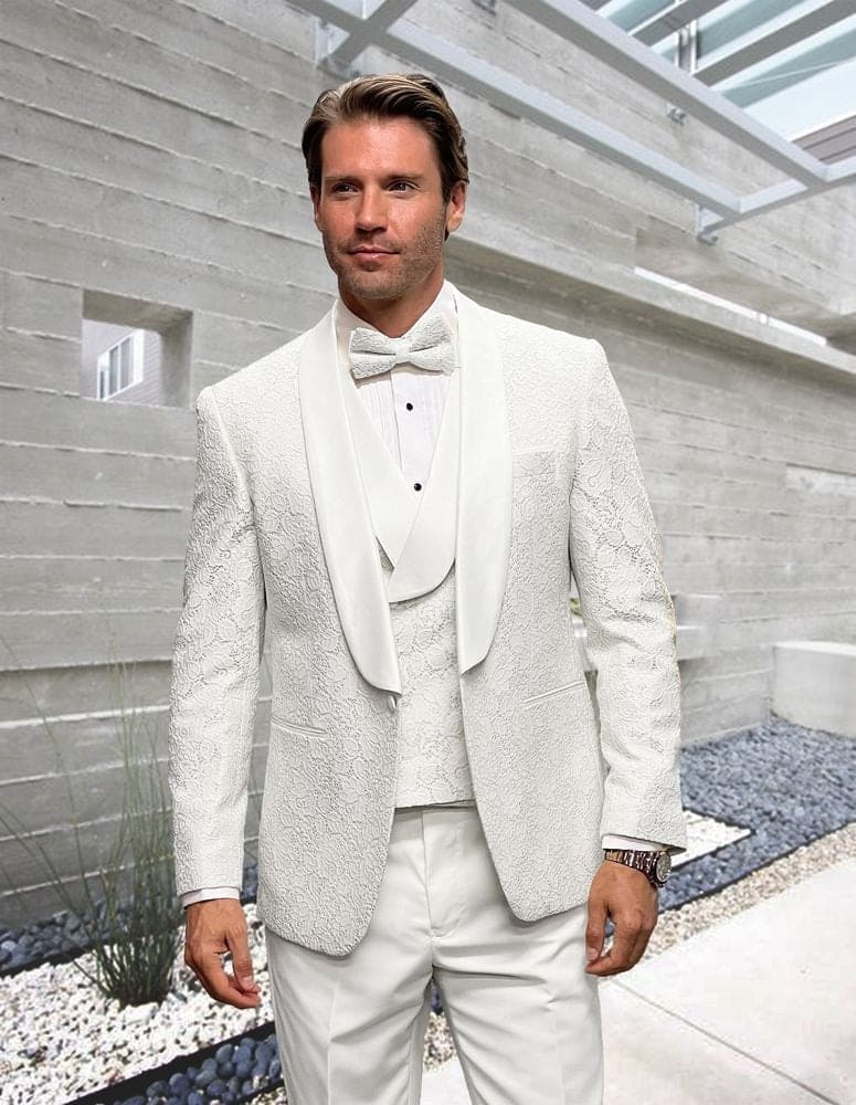 Statement Men's 3 Piece Modern Fit Tuxedo - Satin Peak Lapel