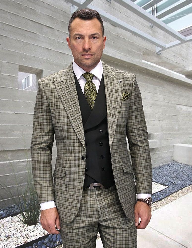 Statement Confidence Men'S Light Grey 3 Piece 2 Button Italian Designer Suit main image 1
