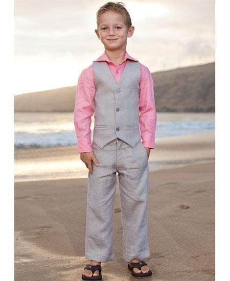 Mens Linen Vest And Pants Set - Wedding Summer Vest in Gray