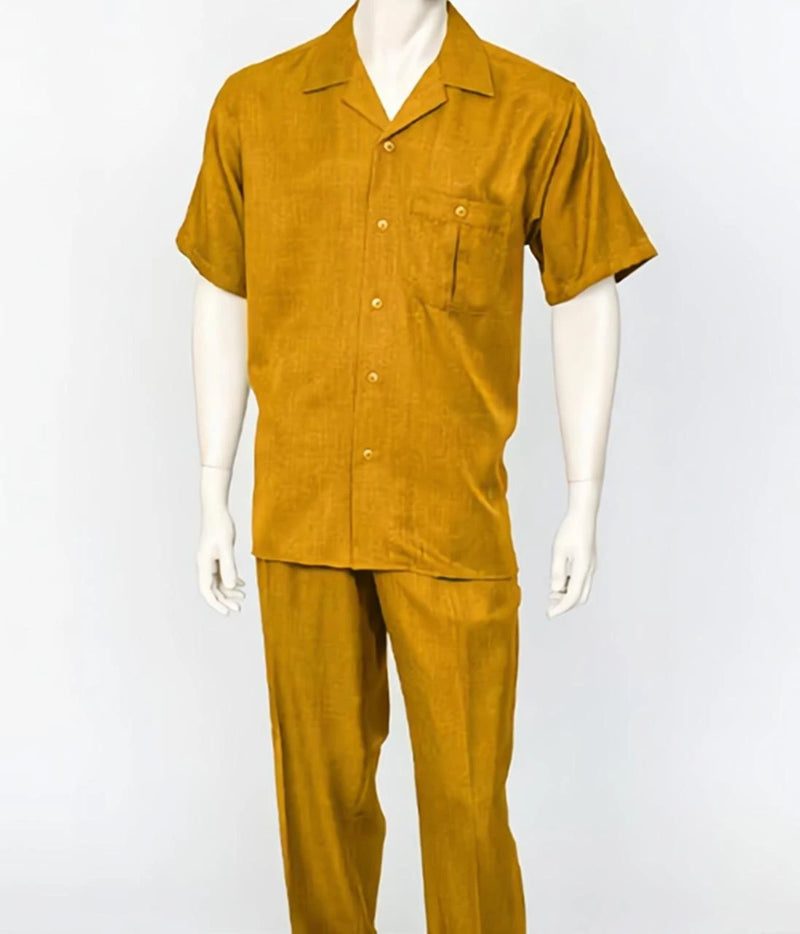 Dreams Mens Mustard Short Sleeve Walking Suit Daytona 256-27