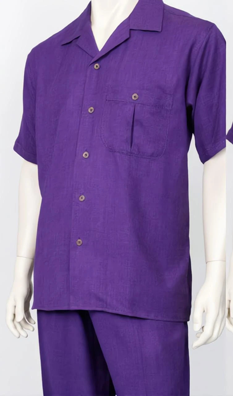 Dreams Mens Purple Short Sleeve Walking Suit Daytona 256-19