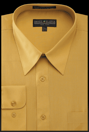 "Mustard Yellow Men's Regular Fit Dress Shirt - Basic Style"