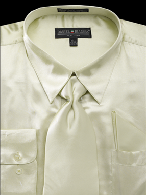 Olive Green Men's Satin Dress Shirt Set - Regular Fit with Tie & Pocket Square" | Alberto Nardoni Olive Green Men's Satin Dress Shirt Set - Regular Fit with Tie & Pocket Square" | Alberto Nardoni