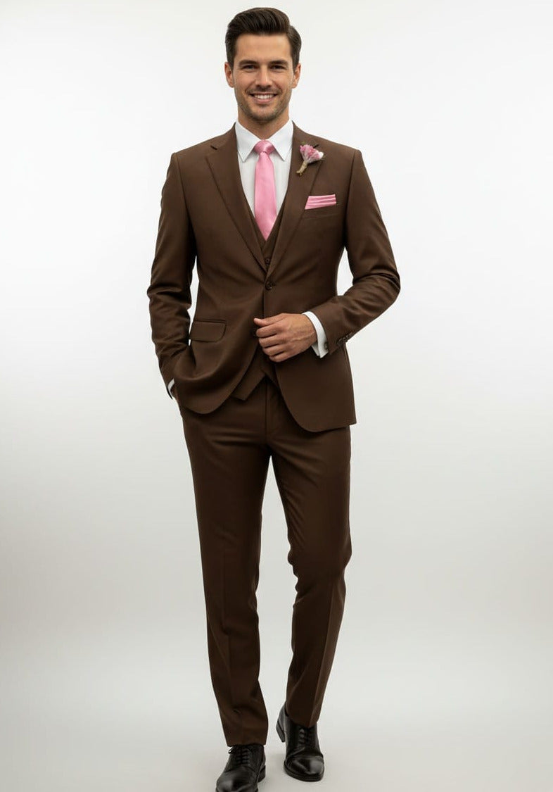 Effetti Suit Designer - 2 button Notch Lapel slim fit EF2N+V-8129 BROWN