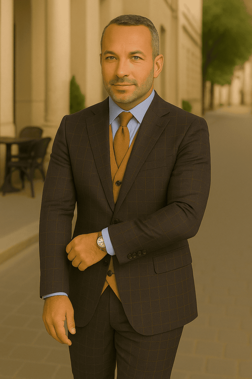 Wool Suit - Italian Made Business Suit by Statement Men's 3 Piece 100% Wool Modern Fit Suit - Bold Scoop Vest