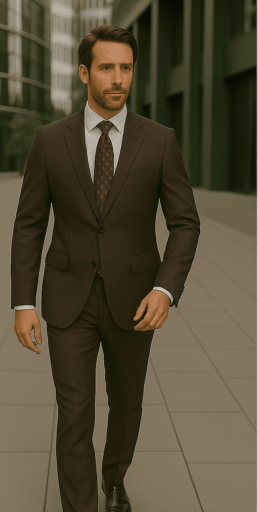 Wool Suit - Italian Made Business Suit by Statement Men's 2 Piece 100% Wool Modern Fit Suit - Subtle Windowpane