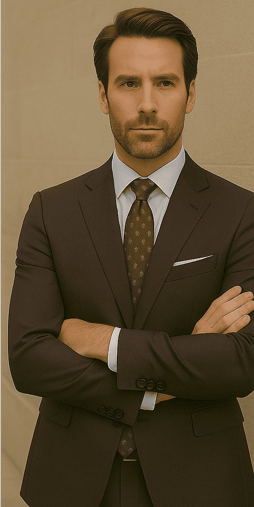 Wool Suit - Italian Made Business Suit by Statement Men's 2 Piece 100% Wool Modern Fit Suit - Subtle Windowpane