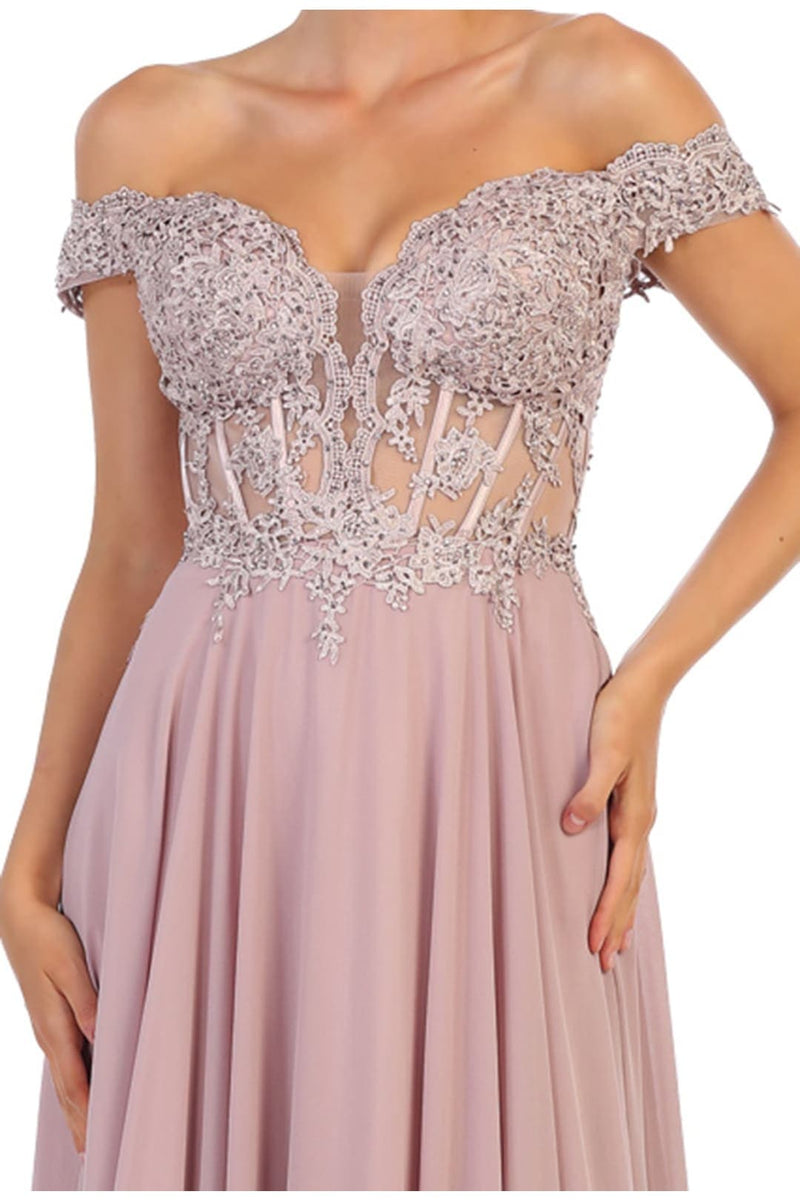May Queen MQ1714 Bridesmaid Dresses in Chiffon Off Shoulder Plus Size