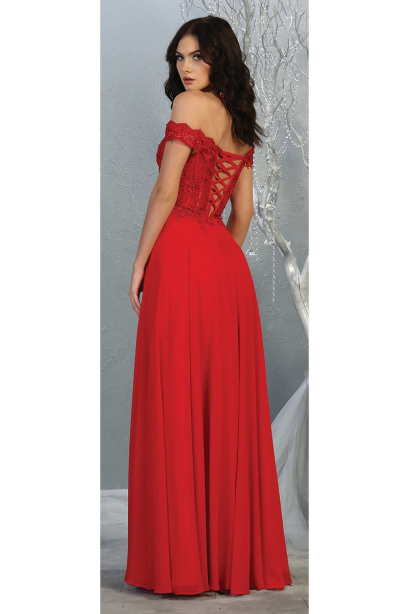 May Queen MQ1714 Bridesmaid Dresses in Chiffon Off Shoulder Plus Size