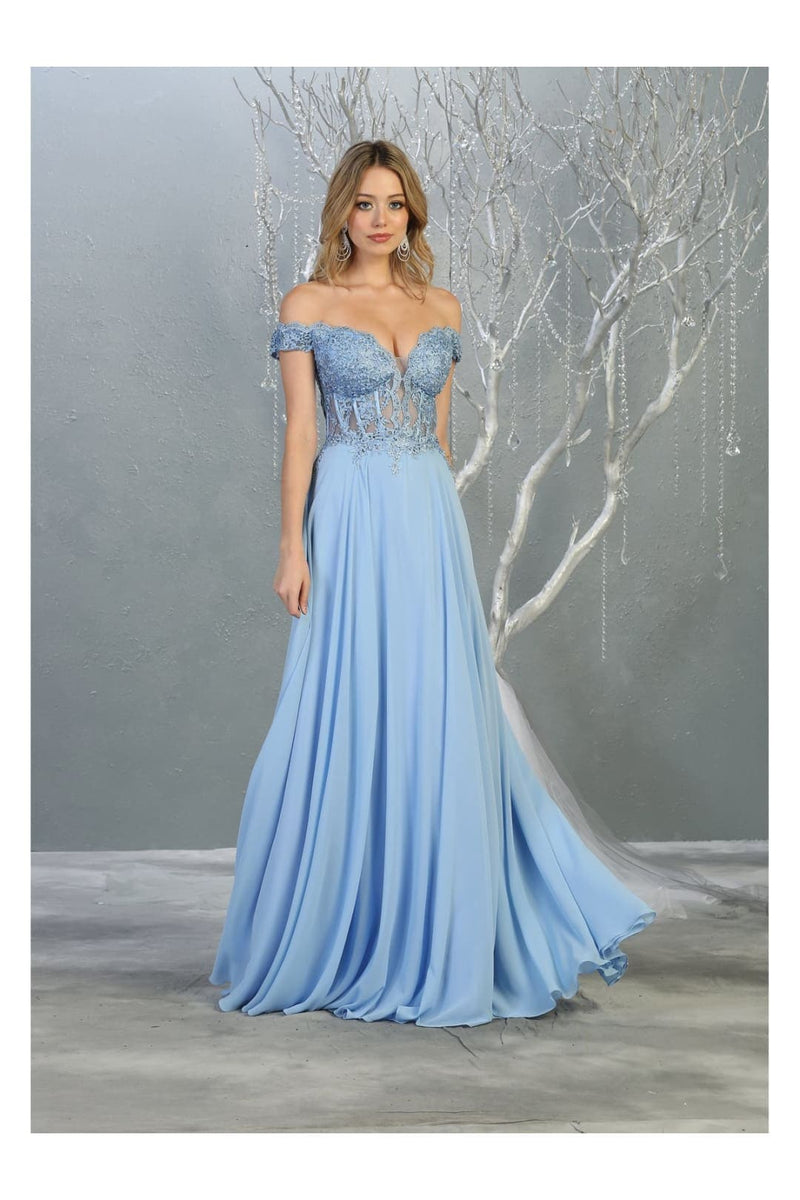 May Queen MQ1714 Bridesmaid Dresses in Chiffon Off Shoulder Plus Size