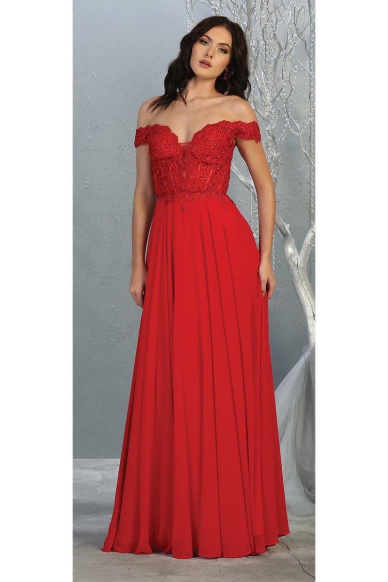 May Queen MQ1714 Bridesmaid Dresses in Chiffon Off Shoulder Plus Size