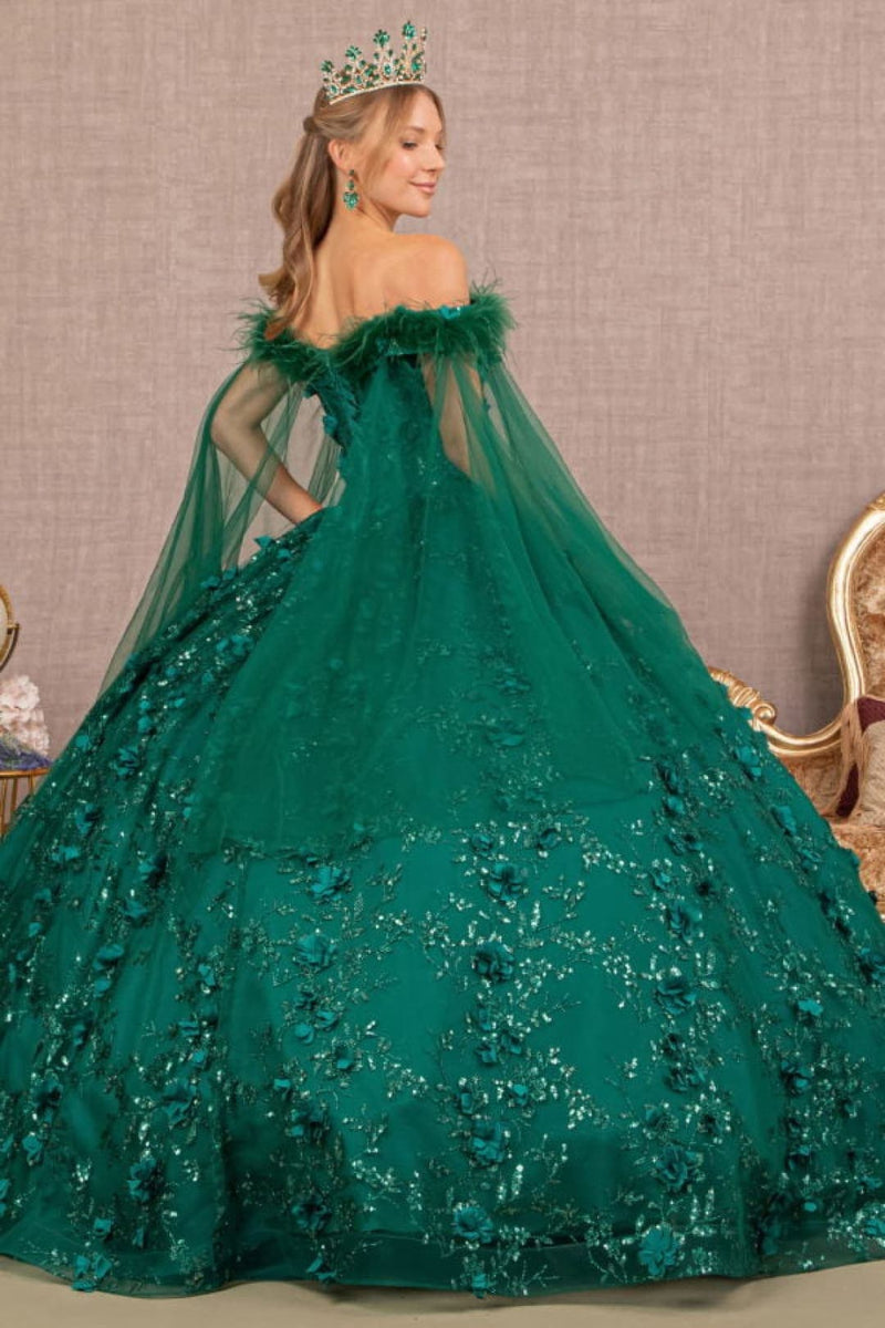 Off the shoulder Quince Dress Glitter Ball Gown by Elizabeth K GL3101
