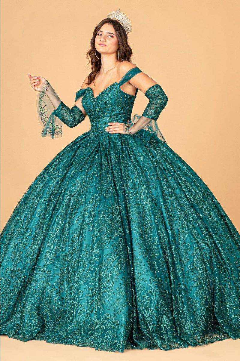 Embellished Off Shoulder Gown by Elizabeth KGL3073