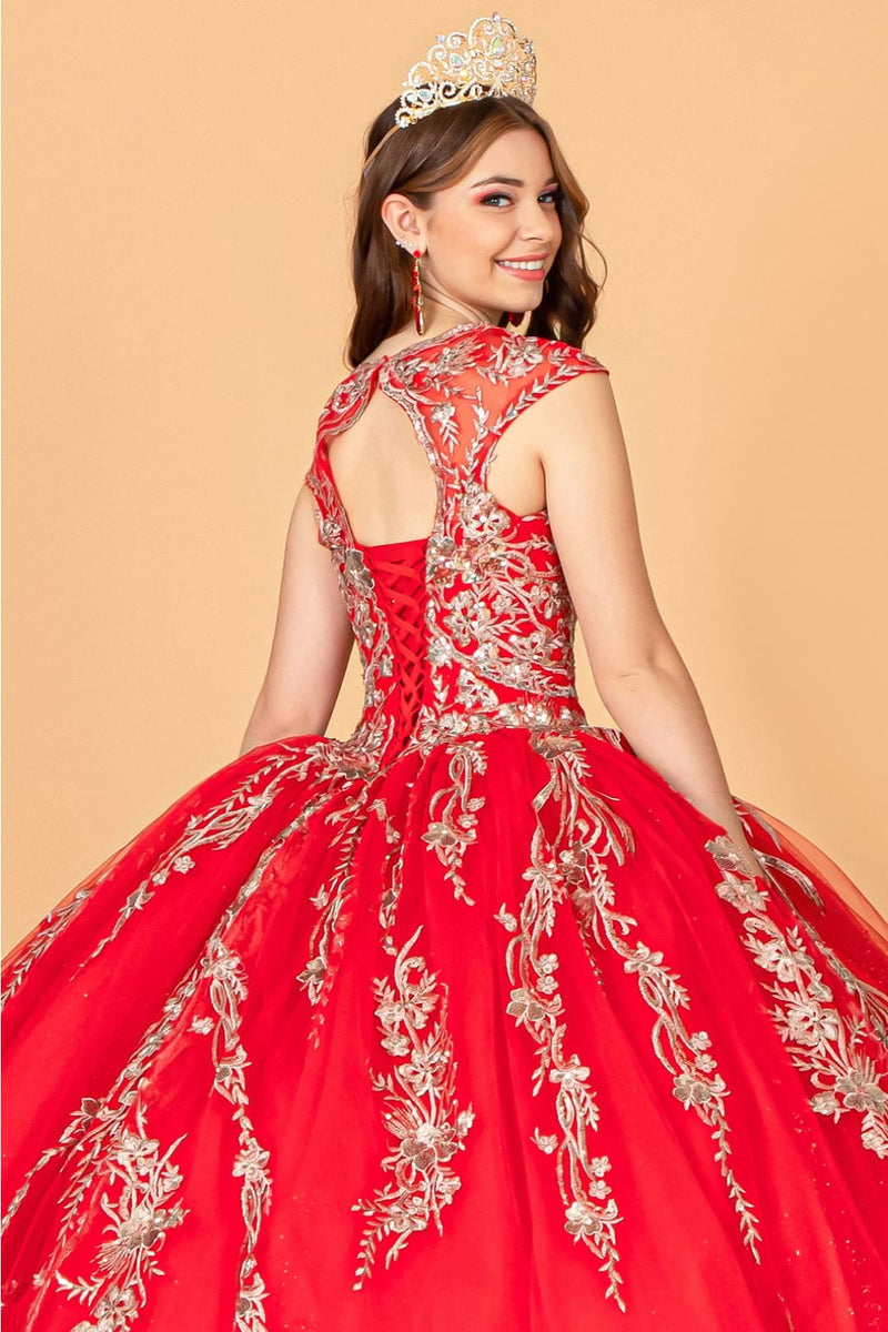 Red and Gold Quinceañera Ball Gown by Elizabeth K GL3076