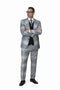 Statement Men’s 3-Piece Plaid Wool Suit – 100% Wool Modern Fit with Peak Lapel