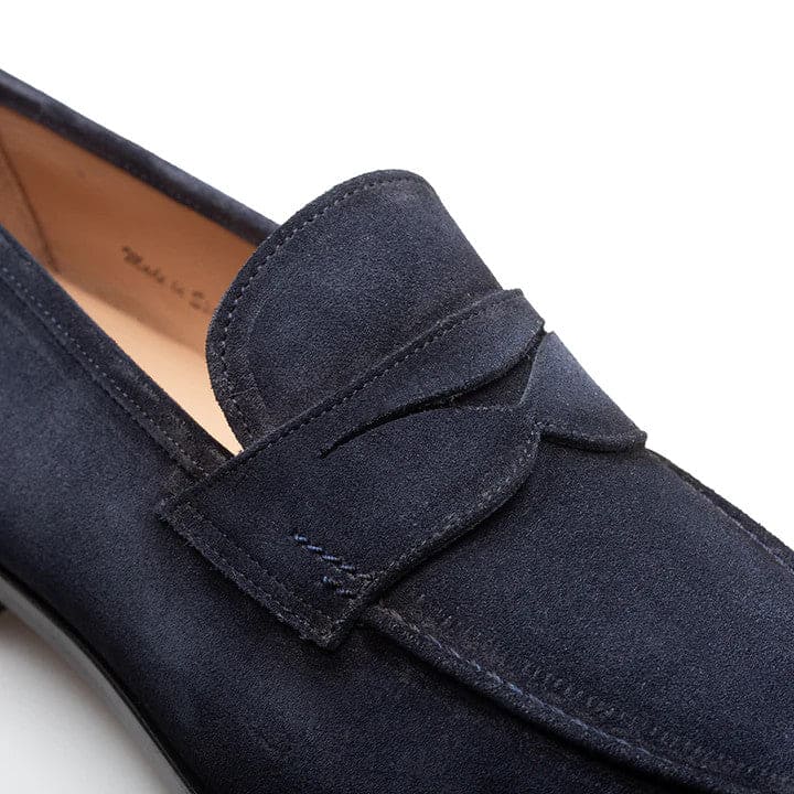 Caro Navy Suede Penny Loafer for Men by Mezlan – Made in Spain