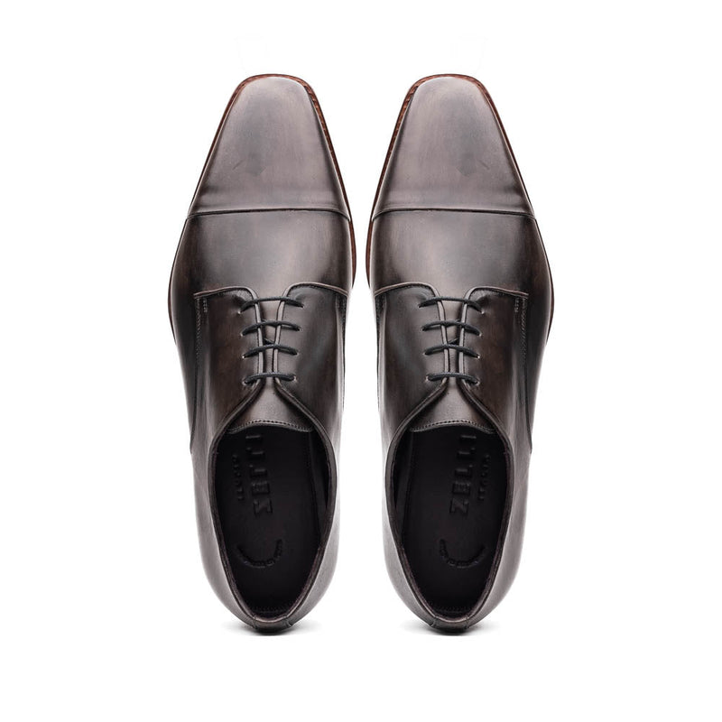 Zelli Enzo Classic Cap Toe Dress Shoes Crafted in Grey Calfskin