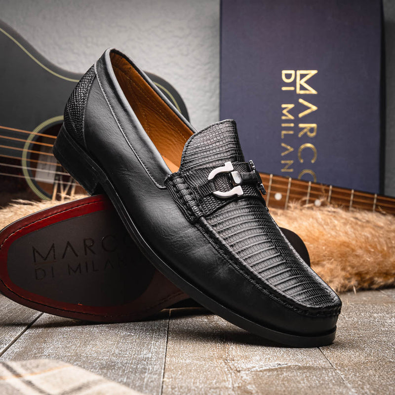 Marco_Di_Milano Enzo Black Leather Oxfords
